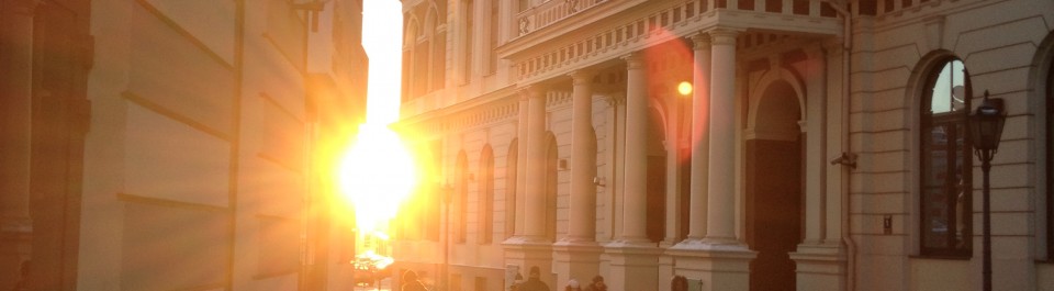 Riga winter sunset